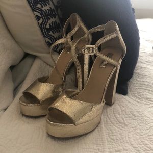 Topshop gold platform heels!! GREAT condition.